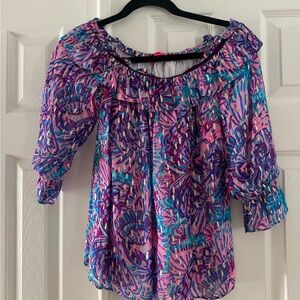 Lilly Pulitzer Pink and Blue Floral Blouse